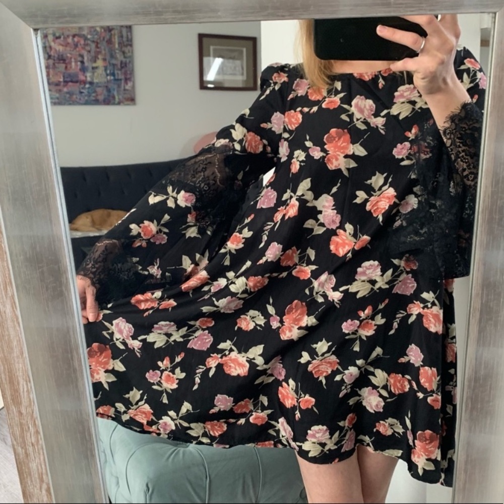 Floral Print RE NAMED Bell sleeve dress